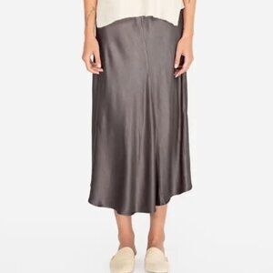 Johnny Was - Crinkle Satin Asymmetric Maxi Skirt in Smoldering Grey, size Medium